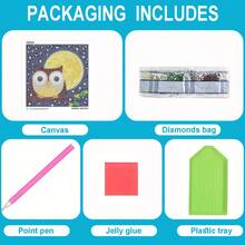 Bộ tranh kim cương Cú 5D Hình dạng đặc biệt Kim cương sáng bóng DIY Art Tool Set Crystal Nhân tạo Kim cương Trang trí tường nhà Quà tặng Tranh kim cương - Nhiều màu - Xem 5