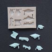 1pc Graduation Season Doctoral Cap Bow Tie Silicone Mold, Candle Mold, Soap Mold, Resin Molds, DIY Soft Pottery Clay Drop Glue Decorative Mold, Hand Decorative Art Tools - White - View 4