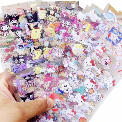 Sanrio 20/40 Sheets/Set Sticker Cartoon Hello Kitty Family Series Stickers Kuromi Kitty Cat Sticker No Repetition DIY Toy Stickers(Some Parts May Be Random)