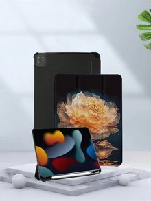 含架、筆架、睡眠與喚醒功能，三摺式，適用於iPad Air 10th、9th，Air 5th、iPad Pro 11寸的Flower 1 TPU皮革平板電腦保護套 - 彩色 - 查看 2