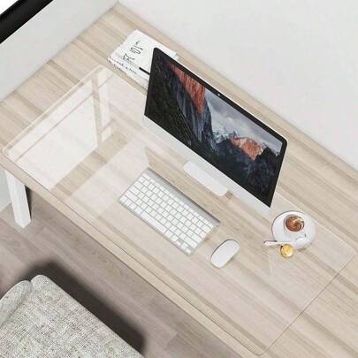 Alfombrilla de escritorio transparente, (100 X 50 cm/39.4 X 19.68 in) Almohadilla de escritura antideslizante de PVC, borde redondeado, impermeable, alfombrilla de escritorio protectora (se envía enrollada, tardará 5-7 días en volver a estar plana, no lo solicite si le molesta)