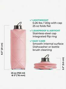 1入組750ml豪華防漏可摺疊水瓶，高品質矽膠水瓶，可摺疊防漏閥門可重複使用的矽膠可摺疊旅行水瓶，適用於健身露營徒步旅行 - 菱形矽膠杯 - 查看 11