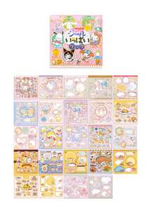 Sanrio Sanrio Kuromi Hello Melody Cinnamoroll Cartoon Character Kitty Cat Collection Cute Sticker Book Cartoon Handbook DIY Stickers (Some Parts May Be Random)
