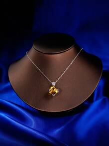 Yellow Jewelry Set With Necklace, Earrings And Ring, Suitable For Daily Wear - Yellow - View 2