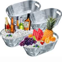 Meching Galvanized Bathtub With Portable Beer Beverage Storage Cooler Metal Beverage Ice Bucket Galvanized Ice Bucket For Parties - Silver - View 1