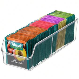 1/2pcs Multifunctional Transparent Tea Bag And Spice Storage - Space Saving Kitchen Countertop Storage Box Back To School