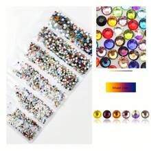 1728 Pcs Flat Back Crystal Glass Nail Art Rhinestones. 4#-12# 6 Sizes Mix DIY Decorations For Nails, Clothes, Bags, Hair Accessories, Cars, Beddings, Pendants, Etc. Suitable For Teenage Girls, Women Nail Art, Eye Makeup, Face Stickers, Jewelry Decoration Flat Back Rhinestones. 6 Bags Of Crystal Glass Flat Back Rhinestones. Nail Charms Nail Gems Nail Supplies