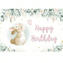 Cartoon Jungle Rabbit Happy Birthday Backdrop Cloth For Kids Girls Birthday Party Cake Table Cute Decor Banner Gift Photo Shooting Background Props,Christmas