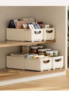 1 pieza Caja de almacenamiento expandible para escritorio, snack, artículos diversos y organización de la cocina - Albaricoque - Ver 1