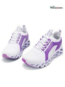 Wonesion Athletic Chunky Breathable Mesh Tennis Sneakers Womens Sports Lace-Up Walking Running Shoes - trắng - Xem 2