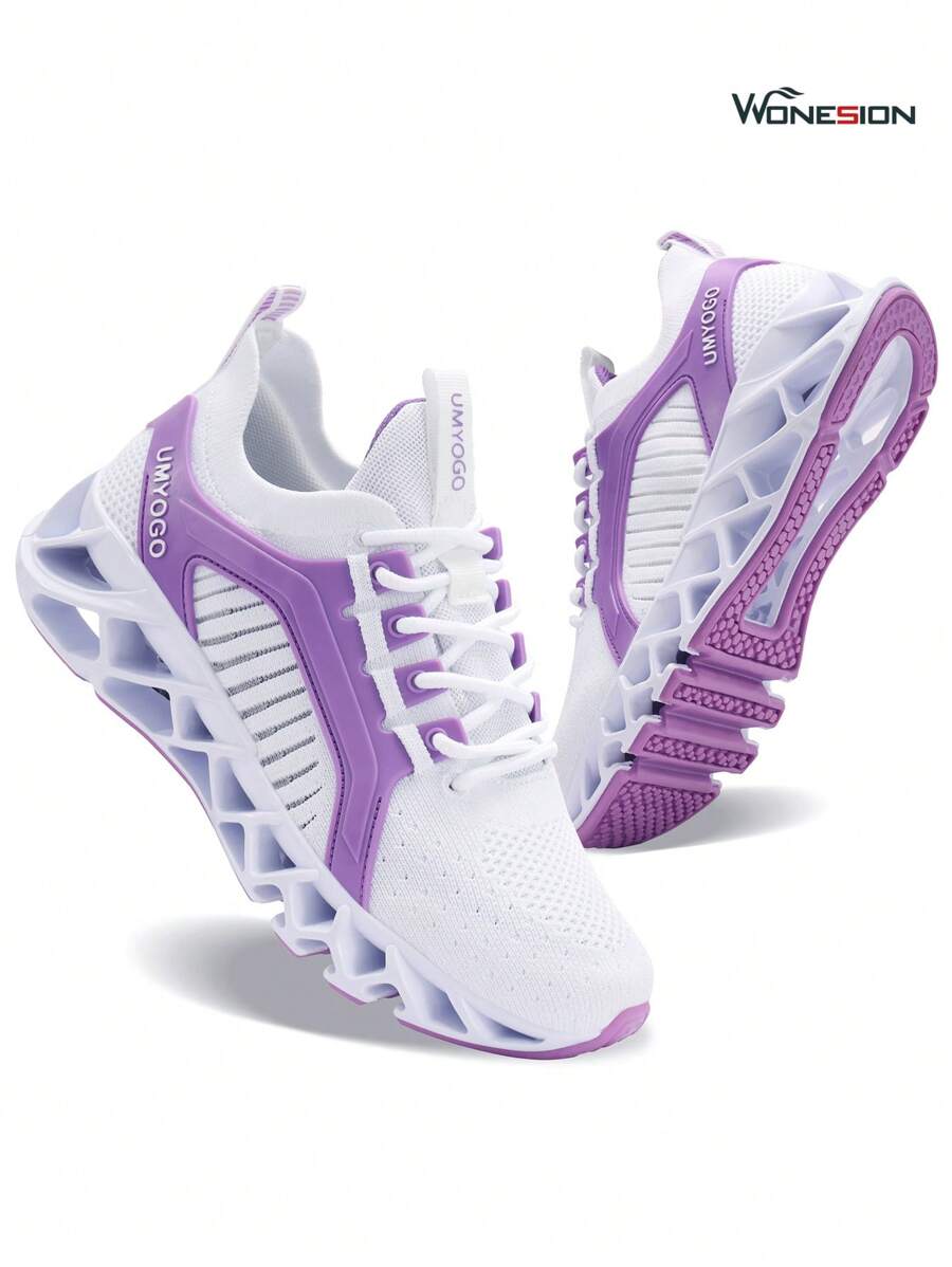 Wonesion Athletic Chunky Breathable Mesh Tennis Sneakers Womens Sports Lace-Up Walking Running Shoes - trắng - Xem 1