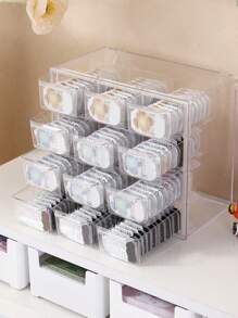 1pc Transparent Desktop Drawer Style Contact Lens/Jewelry Storage Box, Suitable For Daily Disposable Contact Lenses, Earrings, Necklaces, Bracelets, Multi-Size Compartments, Hanging Design - Transparent - View 2