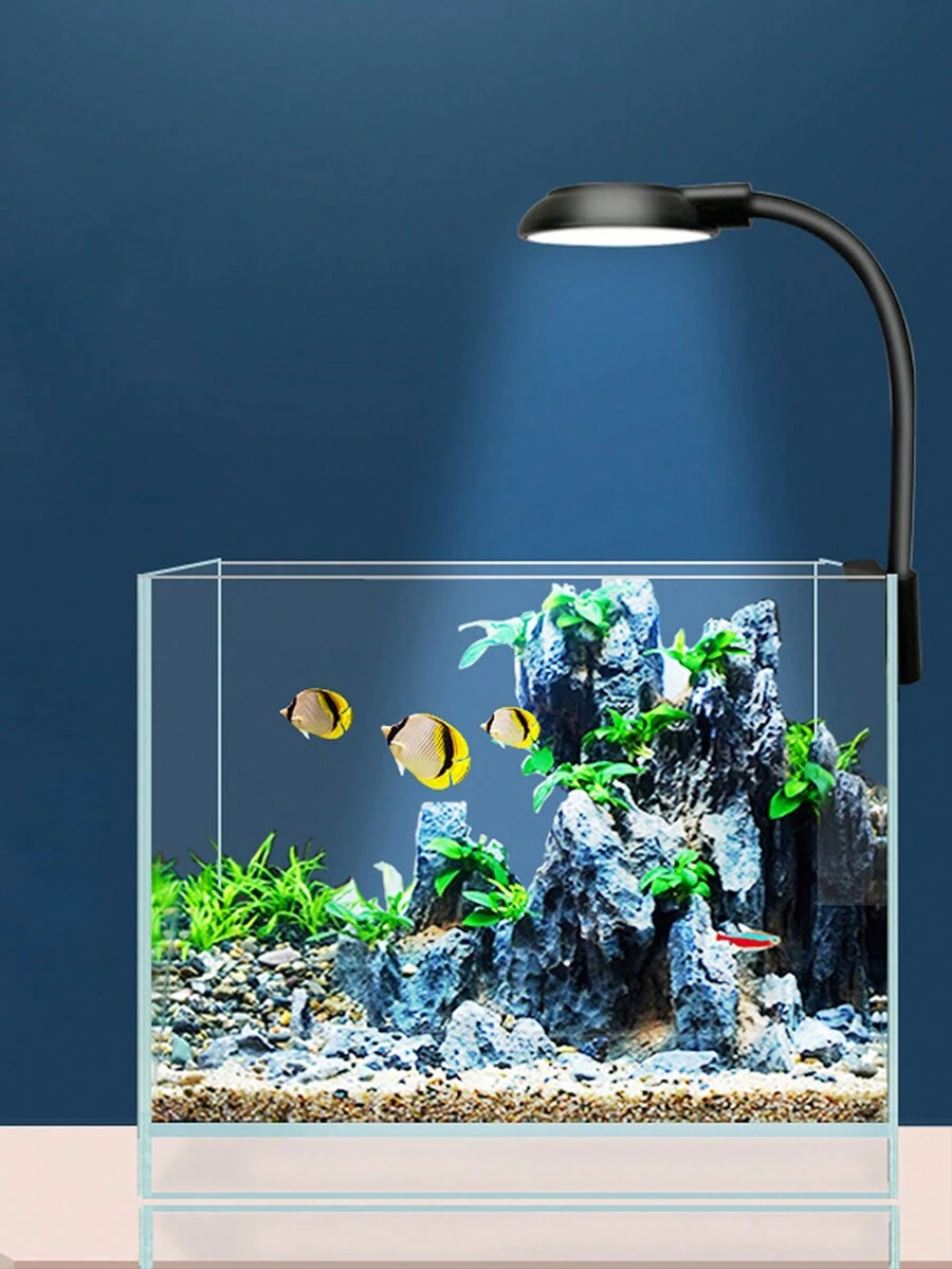1 pieza Luz LED blanca con enchufe USB para acuario, brillante y transparente, clip para plantas de acuario y tanques de peces - Negro - Ver 1