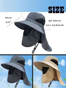 [2pcs/Set]Ice Sleeve+Wide Brim Bucket Hat With UPF 50+ Sun Protection, Foldable Boonie Hat With Neck Flap For Men Outdoor Sun Hat Bucket Hat, Sun Cap & Ice Sleeve - Grey - View 2