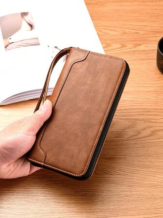 Portofel tip plic pentru bărbați, geantă de mână cu capacitate mare, portofel lung, husă pentru telefon, suport pentru bilete de lux la modă, portofel din piele, model business și casual