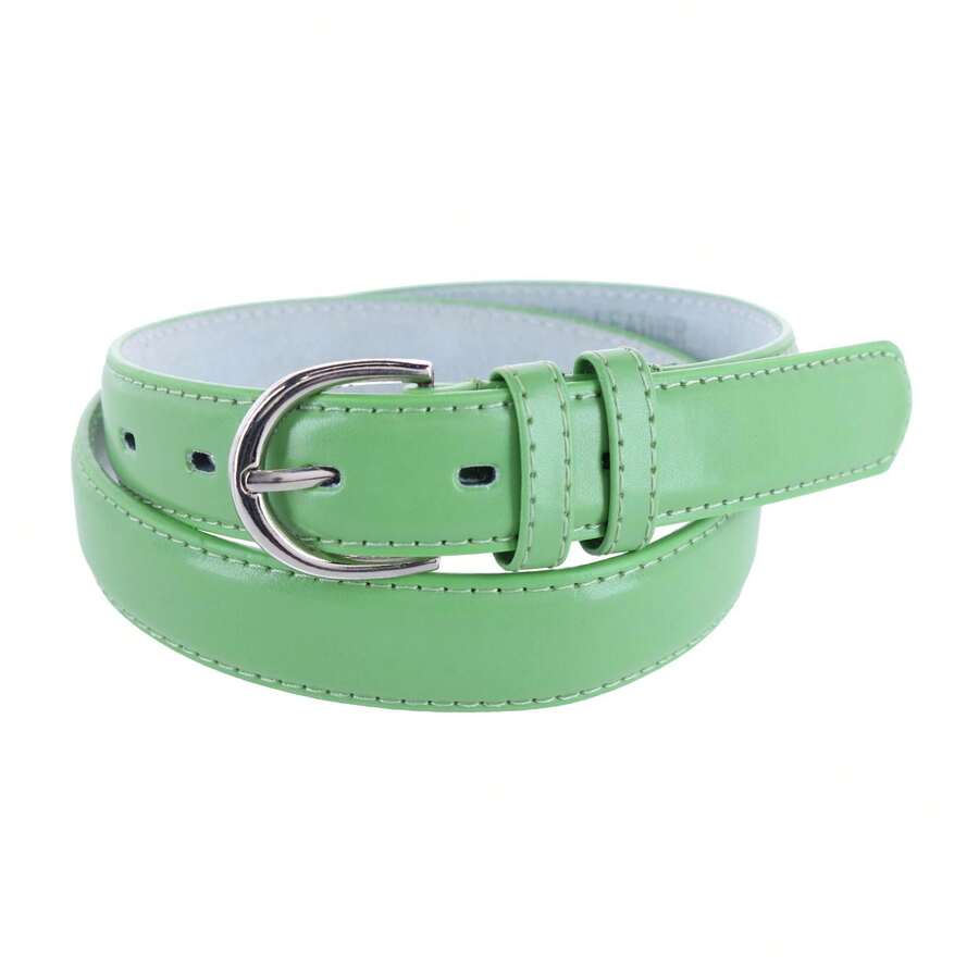 CTM Women's Leather 1 1/8 Inch Dress Belt - 蘋果綠 - 查看 1