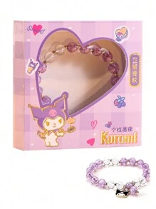 Sanrio Genuine Sanrio Bracelet Cute Hello Kitty Pendant Sweet Necklace Kitty Cat Kuromi My Melody Cinnamoroll Set Birthday Gifts Cartoon Jewelry Accessories (Some Parts May Be Random)