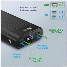 1Hora Bateria Portatil / Power Bank 20000mAh GAR117 - Negro - Ver 2