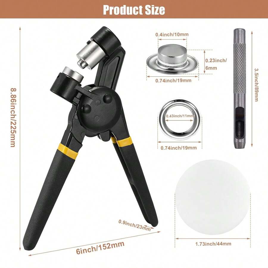 Heavy Duty Grommet Tool Kit, 3/8 Replaceable Tarp Grommet Kit With