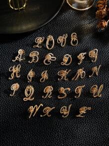 1入 - 26英文字母鑲鑽合金胸針，時尚多用途領夾 - 金黃色 - 查看 2