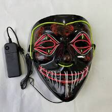 万圣节派对面具 LED 发光面具，酒吧角色扮演服装道具，3 色 LED 发光 EL 线 V 面具万圣节装饰 - 彩色 - 查看 9