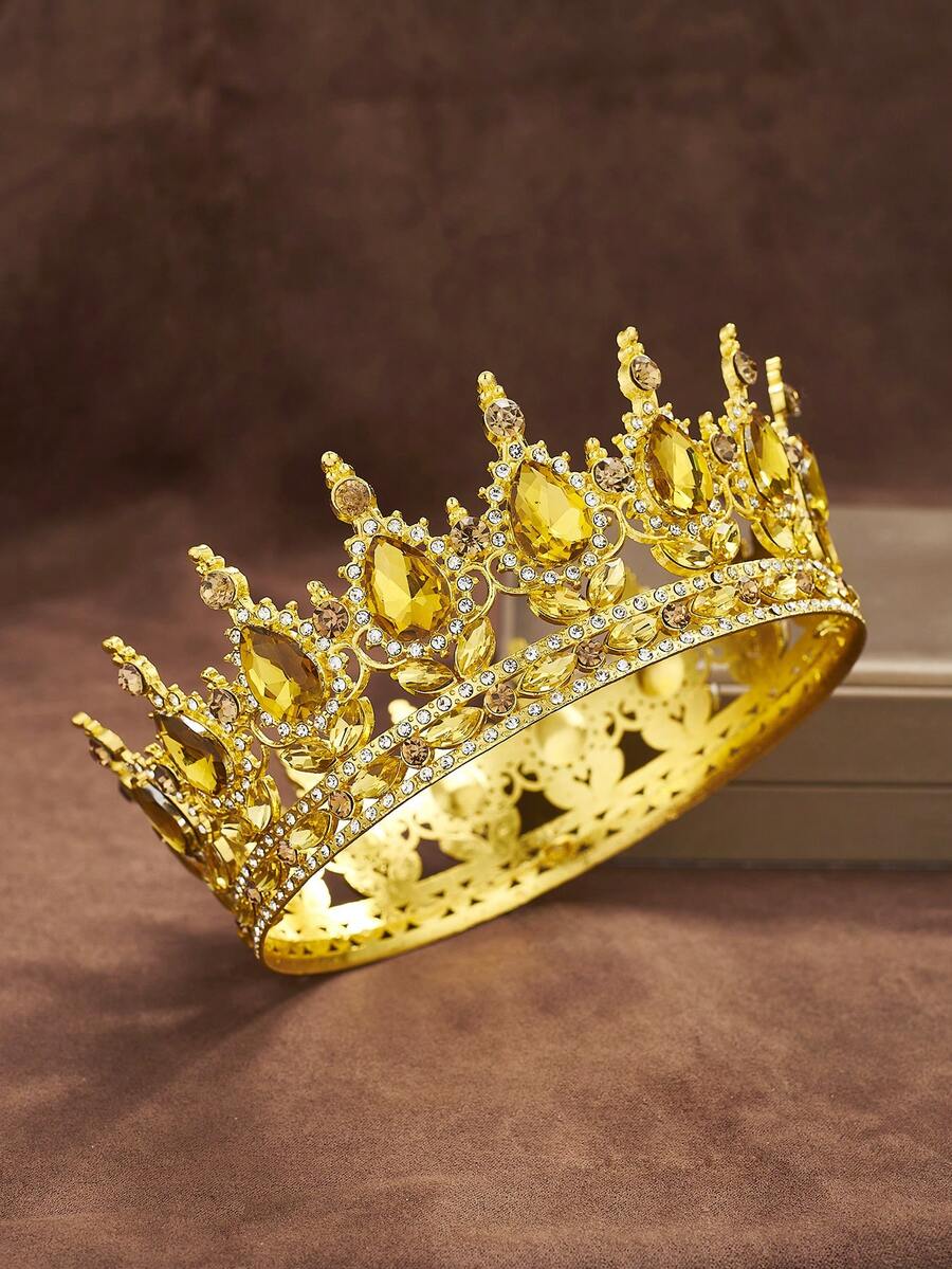 Corona de novia estilo europeo y americano con gota de diamante de