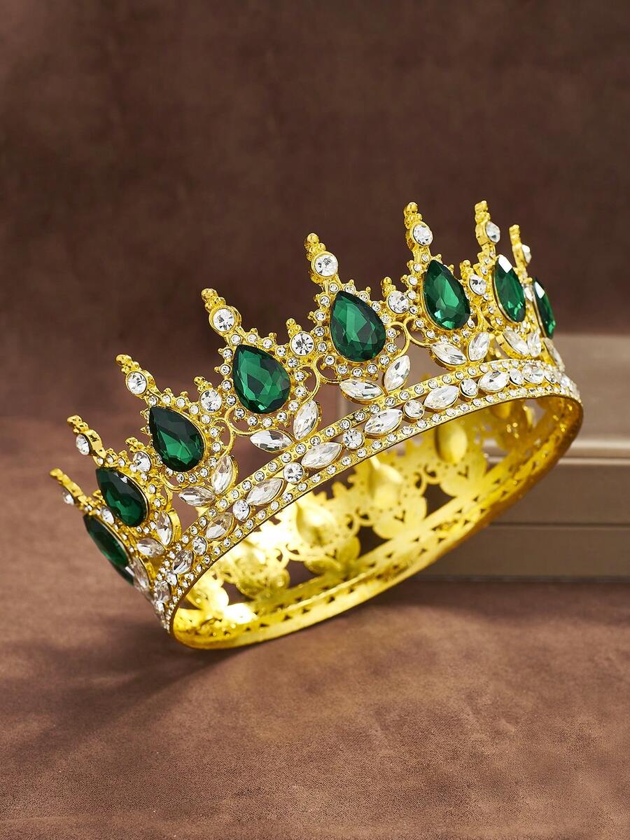 Corona de novia estilo europeo y americano con gota de diamante de