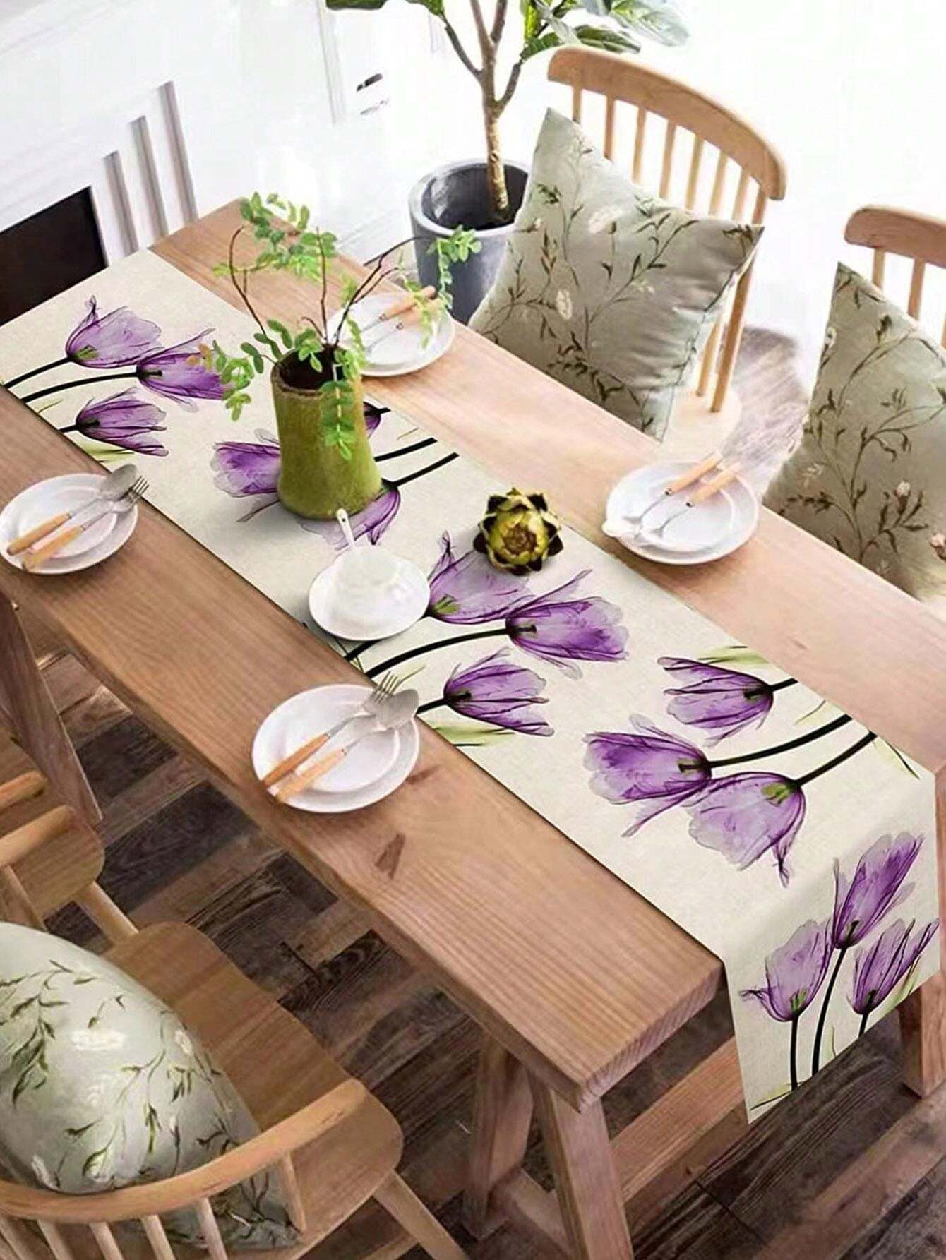 KKJIAF Satin-Tischläufer Violett 30,5 X 274,3 Cm – 6 Stück, Glänzend, Luxuriös, Nahtlos, Für