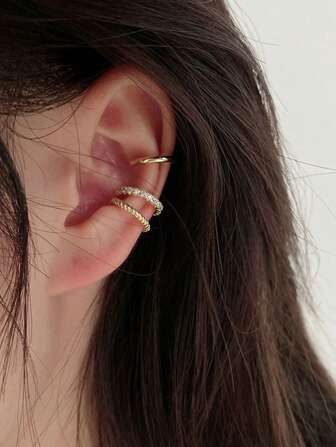 3Pcs/Set Clips Earring for Women Unisex Minimalist Fashion Cartilage Hoop Earrings Sets Ear Cuff fake piercing Clip on Earring