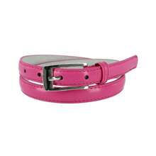 CTM Women's 3/4 Inch Skinny Leather Dress Belt Silver Buckle, Available In Black, Brown, Dark Pink, Gold, Navy, Orange, Purple, Red, Royal Blue, Silver, Tan, Turquoise, White, Yellow,  Large, Medium, XL Leather Dress Belts - 深粉紅色 - 查看 1