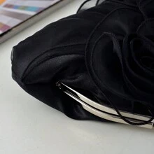 新款迷你復古玫瑰手提包旗袍手拿包斜挎包漢服新娘禮服包女裝配件 - 黑色 - 查看 10