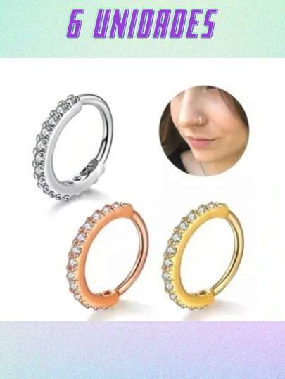 Piercing Nariz Orelha Cartilagem Argola Cravejado Strass Piercing Delicados Pircin De Nariz Orelha Argola Pircing Naris Orelha