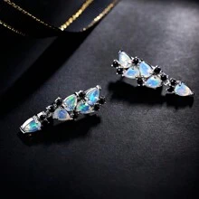 One Pair Of Shinning Opal Earrings Natural 2.5ct Gemstones Fine Jewelry For Women Nice Birthday Gift Holiday