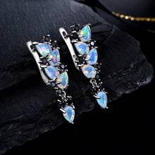 One Pair Of Shinning Opal Earrings Natural 2.5ct Gemstones Fine Jewelry For Women Nice Birthday Gift Holiday
