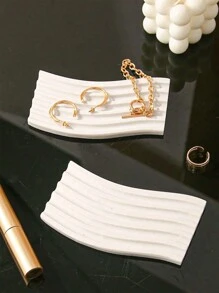 1 件北欧风格白色石膏珠宝托盘，ins 风格不对称波浪形高端珠宝收纳托盘，创意客厅桌面摆件，极具吸引力的家庭零食水果托盘，适合家居装饰 - 一個白色不規則石膏托盤 - 查看 6