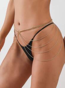 1pc Simple Multi-Layered Chain Tassel Women Sexy Waist Chain For Dress, Swimsuit, Body Chain Elegant Harness Halloween