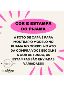 Pijama Feminino Adulto Ondinha Cropped Baby Doll Short Estampado Suede Roupa de Dormir