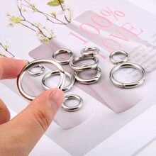 5pcs Stainless Steel 3mm Wire Hinge Closure Jewelry O Rings Connector Carabiner Round Circle Spring Clasp - Silver - View 2