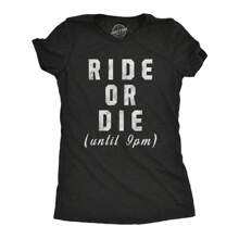 Womens Ride Or Die Until 9PM T Shirt Funny Old Sleepy Tired Graphic Novelty Tee Funny Womens T Shirts Cute Vintage Fashion Casual Ladies T-Shirt Gift - 希瑟.布萊克 - 查看 1