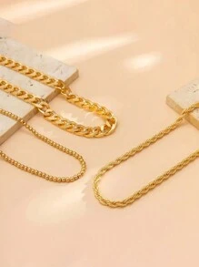 HOTNICE 3 Fashionable Alloy Plated Necklaces With Multi-Layer Geometric Circular Twisted  Chain Necklaces - Style 4 - View 3