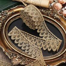 ZNZAKKA 1yard Golden Lace Trim Vintage Crochet Lace Ribbon Craft Lace For Sewing, Gift Package Wrapping, Bridal Wedding Decoration, Scrapbooking Supplies ,Crafts And Sewing Costume Or Jewelry - Gold - View 4
