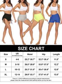 Women's High Waist Biker Gym Shorts V Cut Tie Side Swimsuit Bottoms Quick Dry Casual Elastic Workout Yoga Sport Running Shorts - 黑色 - 查看 5