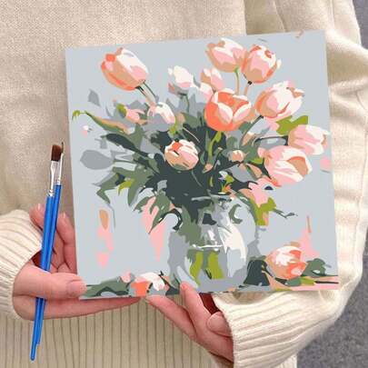 1 Set Colorful Oil Painting DIY Digital Painting Hand-Painted Landscape Decorative Painting With Wooden Frame, Suitable For Hanging On Walls To Relieve Stress