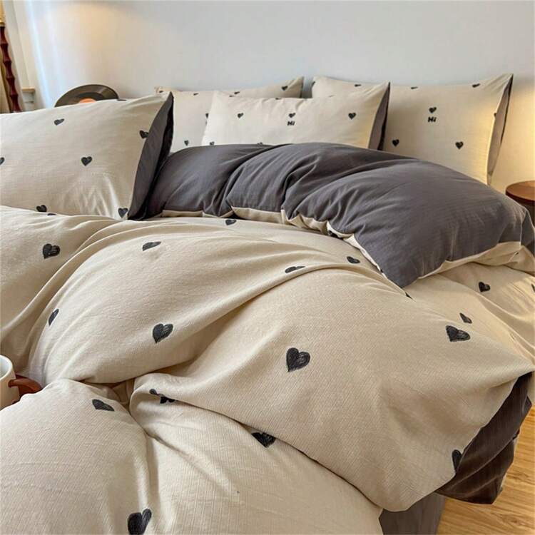 4pcs Floral Bedding Set (1 Duvet Cover, 1 Flat Sheet, 2 Pillowcases, No Filling), Bedding Set, All Season Bedding, Bedroom Decor, Machine Washable, Halloween Gift - Multicolor - View 6