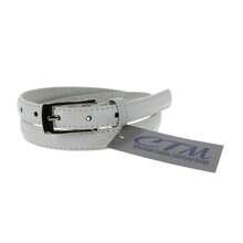 CTM Women's 3/4 Inch Skinny Leather Dress Belt Silver Buckle, Available In Black, Brown, Dark Pink, Gold, Navy, Orange, Purple, Red, Royal Blue, Silver, Tan, Turquoise, White, Yellow,  Large, Medium, XL Leather Dress Belts - 白色 - 查看 2