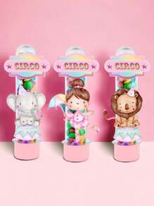 20 Tubetes Personalizado Tema Circo Rosa - Multicolorido - Visão 2