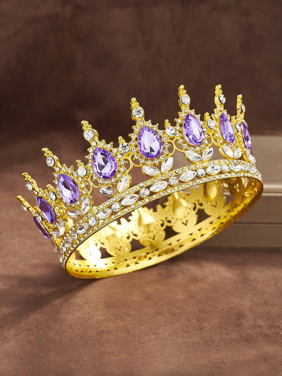 Corona de novia estilo europeo y americano con gota de diamante de