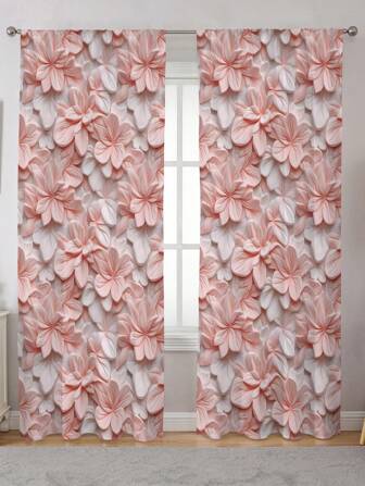 One 3D Floral Pattern Digital Printed Window Curtain