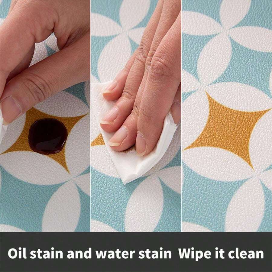 Blue And White Plaid Restaurant Waterproof And Oil Resistant Dining Mat