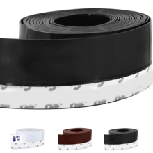 Tira de Sellado de Ventanas Autoadhesiva, Burlete Bajo Puerta, Adhesivo de Silicona para Sellar Espacios para Puertas de Ducha de Casa/Vidrio, Cinta Autoadhesiva Aislante, 5m*45mm (Marrón) - Negro - Ver 1